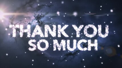 Thank You Message Animated with Glowing Particles Against Nebula Background - Powered by Adobe