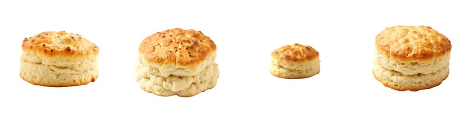 Golden Freshly Baked Buttermilk Biscuits Arrayed on a Plain Backdrop for a Rustic Culinary Presentation