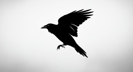 Fototapeta premium Stylized Raven Silhouette in Profile