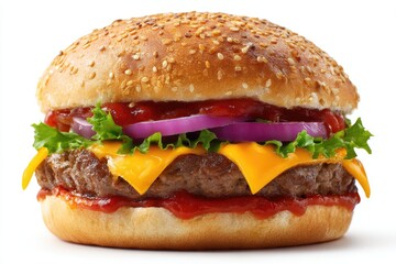 Classic cheeseburger, isolated