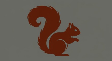Stylized Squirrel Silhouette with Curved Tail