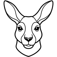 Minimalist Kangaroo Head Line Art Illustration on White Background for Graphic Design and Creative Projects Suitable for Logos and Branding