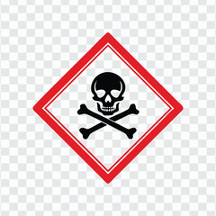 Hazard symbol with skull and crossbones inside a red diamond shape
