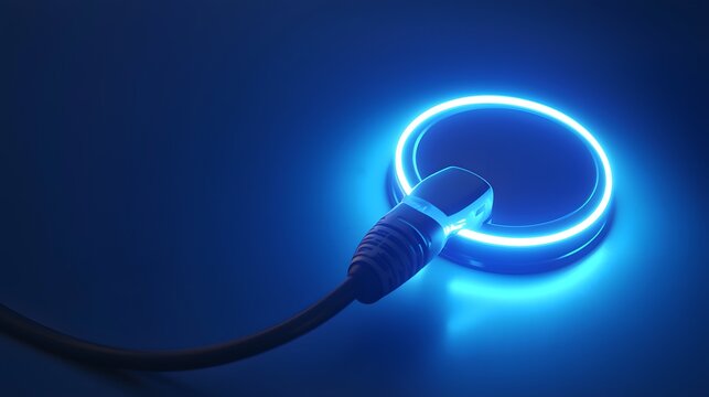 Glowing electric vehicle charging cable plug