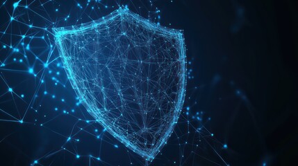 Digitally constructed network shield symbolizing data protection and security online