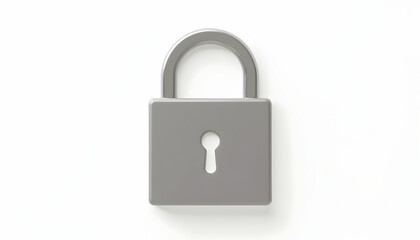 Metal Padlock on White Background Safety and Security Concept