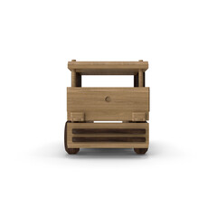 Wooden Toy Truck with Six Wheels Isolated on Transparent Background