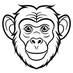 Monkey Head Line Art Illustration on White Background for Graphic Design Projects and Creative Artwork Suitable for Banners and Advertisements