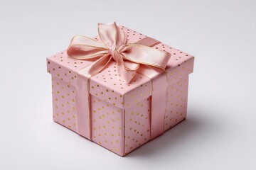 Pink gift box with gold polka dots and ribbon (4)