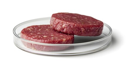 Obraz premium lab grown meat patty in a petri dish