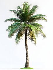 Lush tropical palm tree isolated on white background