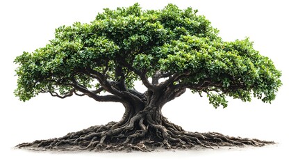 Majestic tree with lush green foliage and robust roots