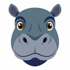 Hippo Head On A bold front facing hippopotamus illustration against a clean white backdrop perfect for banners advertisements or educational