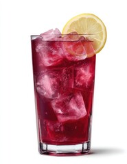 Red drink with ice & lemon
