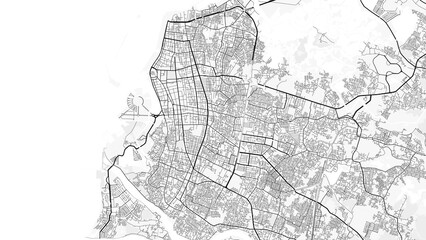 Obraz premium Makassar City Map. Minimalist black and white line art poster for printing, wallpaper, wall art for home and office decor
