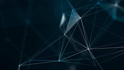 Technology background. Honeycomb concept. Big data. Hexagonal space with connected dots and lines. 3d
