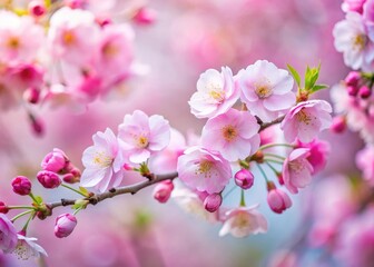 Obraz premium Soft Pink Sakura Flowers Blooming in a Japanese Garden in Early April
