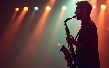 Saxophone on a modern background calming rhythms meditation beats concept. High quality