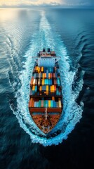 Big ship logistic  with container in the ocean 