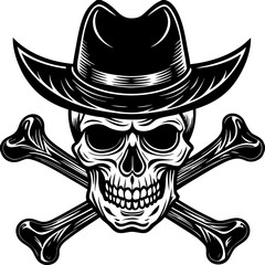 pirate skull and crossbones, Cowboy Hat Western Skull Pirate Cross Bones