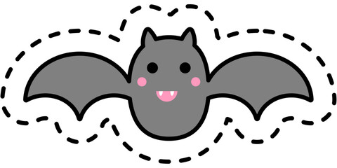 コウモリのステッカーイラスト（単体）