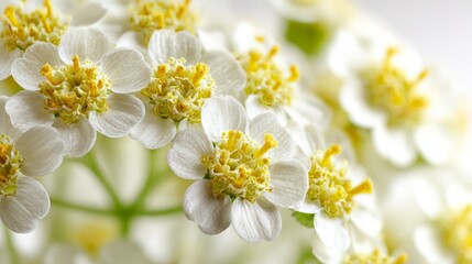 Closeup Of Delicate White Flowers With Dew Drops