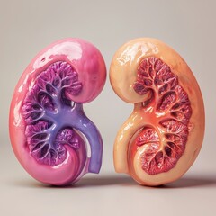 Anatomical model of two human kidneys