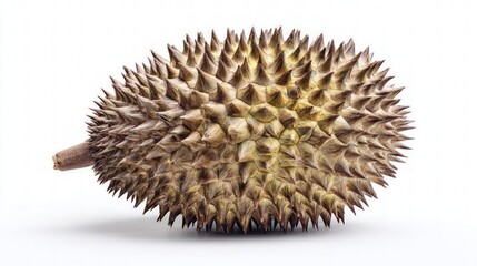 Single Durian Fruit Isolated On White Background