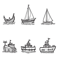 minimalist line art boat sailing on calm waters