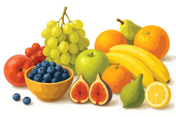 Colorful Fresh Fruits on White Background