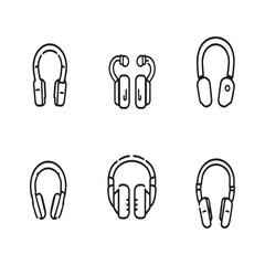 Minimalist line art earbuds icon vector illustration