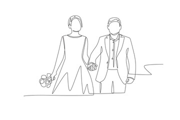 Wedding concept one-line drawing