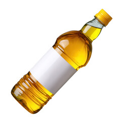 Cooking oil bottle with blank label isolated on transparent background