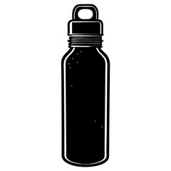 Minimalist Reusable Water Bottle Icon – Black Silhouette Vector for Eco-Friendly Design