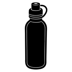 Minimalist Reusable Water Bottle Icon – Black Silhouette Vector for Eco-Friendly Design