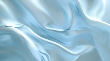 Naklejka premium Soft blue silk fabric draping elegantly with gentle waves creating a serene and calming appearance