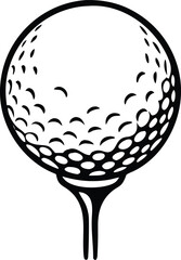 Golf ball vector icon. black and white
