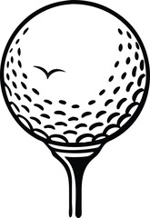 Golf ball vector icon. black and white