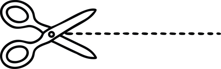 scissors icon set with cut line on white background