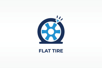 FLAT TIRE vector, icon or logo sign isolated symbol illustration