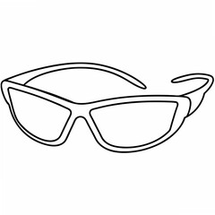 Black Outline Icon of Sports Sunglasses on White Background eyewear 1