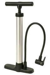 Compact bike pump with a sturdy build for easy inflation on a transparent background