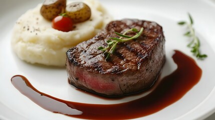 Wagyu Beef with Truffle Mashed Potato and Wine Jus