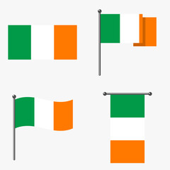 Fototapeta premium Flag of Ireland. Ireland flag official color and scale digital vector illustration design. Waving flag. Hanging flag.