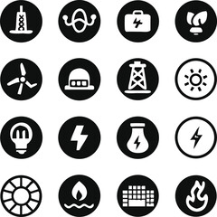 Energy icon set. Electricity Ecology And Energy Vector symbols.