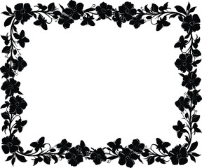 Obraz premium Elegant Black Floral Frame A Vector Illustration of a Decorative Border with Flowers and Butterflies