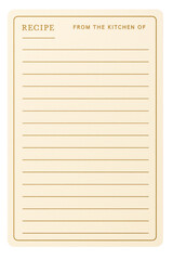 Recipe card template for cooking enthusiasts and home chefs on a transparent background