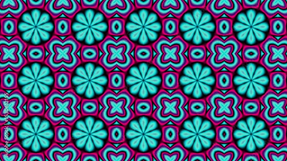 Aufkleber Abstract loop floral pattern with a red and blue background video