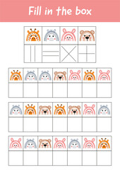 Logical games, educational activities for kids in kindergarten. Training focus, attention, concentration, teachers resources, materials. Toddler busy book page. Printable education worksheets for kids