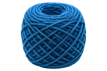 Blue yarn ball for crafting and DIY projects at home on a transparent background